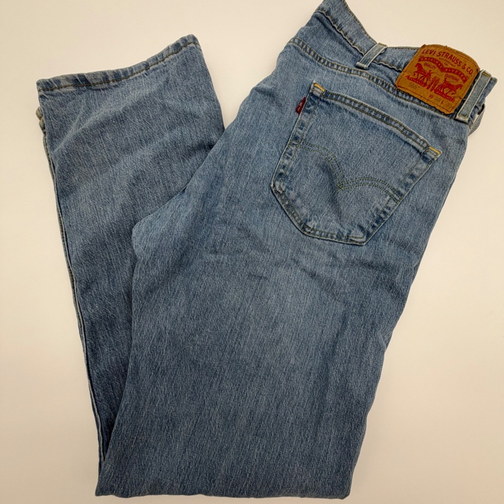 Levis 505 Regular Fit Straight Leg Jeans Mens 38x32 Medium Wash Blue 00505-2218